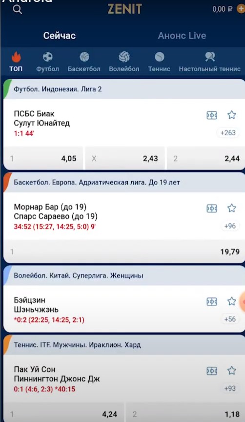 Мобильная версия сайта БК Зенит Мобильная версия сайта БК Зенит