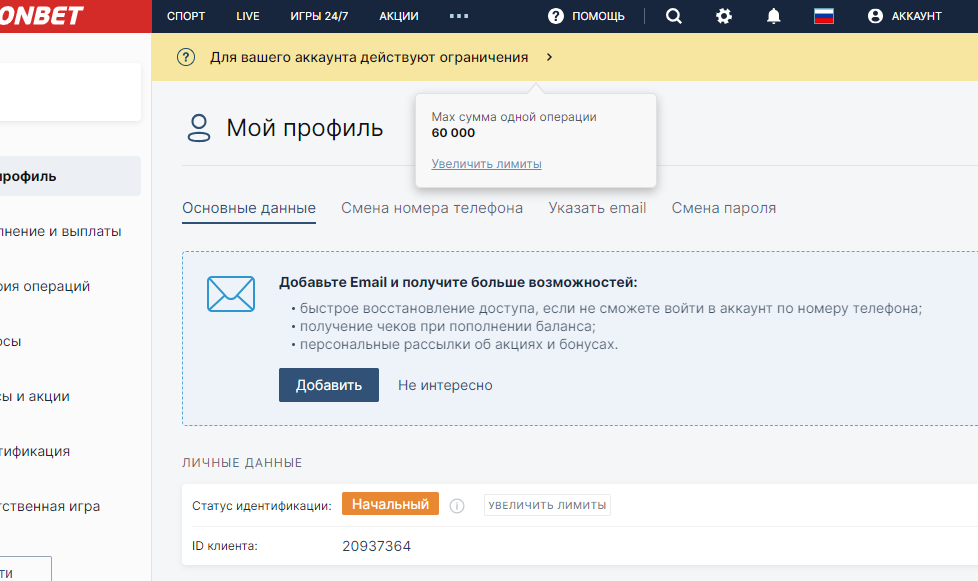 Статус идентификации в БК Фонбет Статус идентификации в БК Фонбет