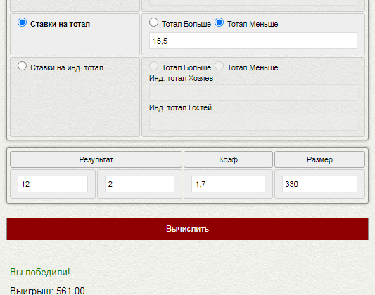 Тотал меньше 15,5 (ТМ 15,5) в ставках на спорт