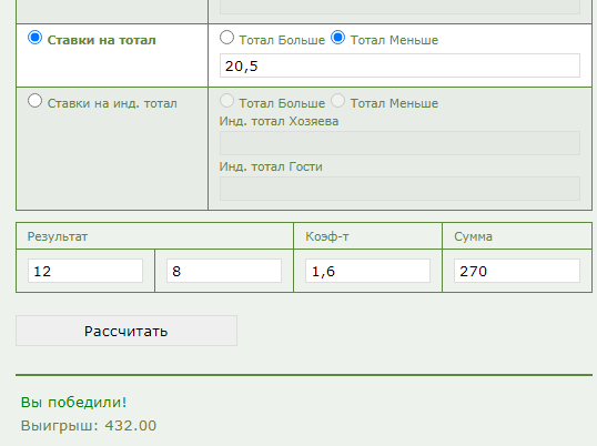 Тотал меньше 20,5 (ТМ 20,5) в ставках на спорт