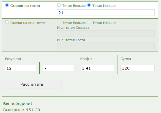 Тотал меньше 21 (ТМ 21) в ставках на спорт