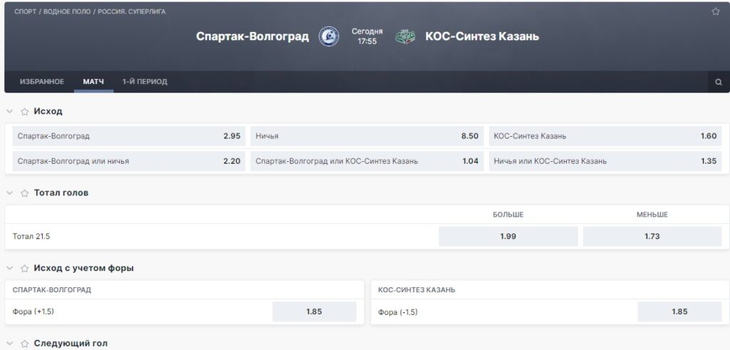 Фора в футзале в БК Fonbet Фора в футзале в БК Fonbet