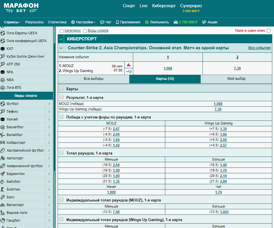 Линия Marathonbet на киберспорт Линия Marathonbet на киберспорт