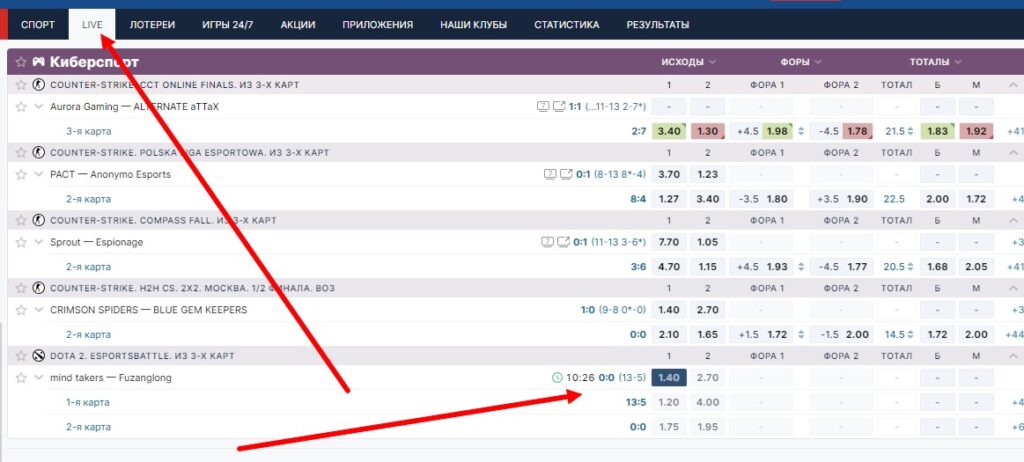 Live-ставки на Дота 2 в БК Fonbet