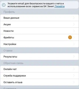 Обзор личного кабинета в приложении Zenit на iOS Обзор личного кабинета в приложении Zenit на iOS
