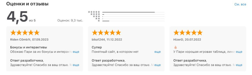 Оценки и отзывы о приложении Пари на iOS Оценки и отзывы о приложении Пари на iOS