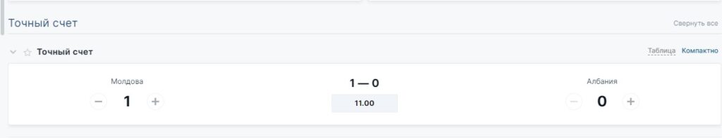 Ставка на точный счет 1-0 в БК Fonbet Ставка на точный счет 1-0 в БК Fonbet
