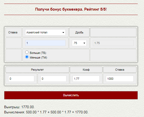 Тотал меньше 1,75 (ТМ 1,75) в ставках на спорт