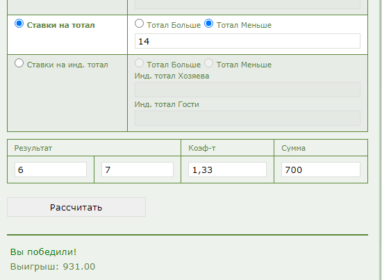Тотал меньше 14 (ТМ 14) в ставках на спорт