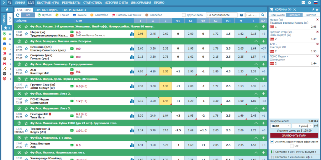 “Живой” экспресс из 4 исходов в БК Бетсити “Живой” экспресс из 4 исходов в БК Бетсити