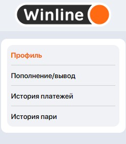 Разделы личного кабинета Winline Разделы личного кабинета Winline