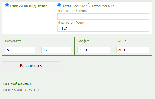 Индивидуальный тотал 2 больше 11.5 (ИТБ2 11,5) в ставках на спорт