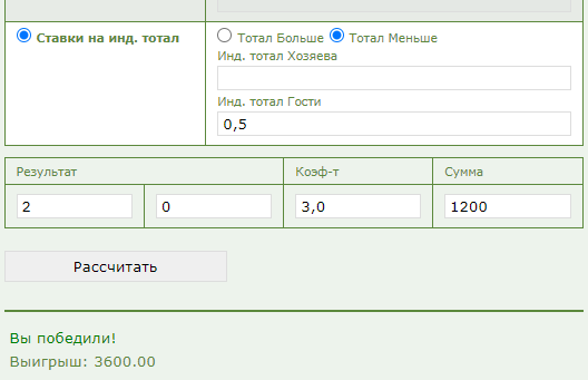 Индивидуальный тотал 2 меньше 0.5 (ИТМ2 0,5) в ставках на спорт