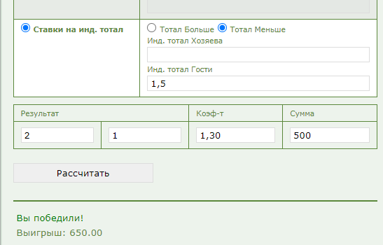 Индивидуальный тотал 2 меньше 1.5 (ИТМ2 1,5) в ставках на спорт