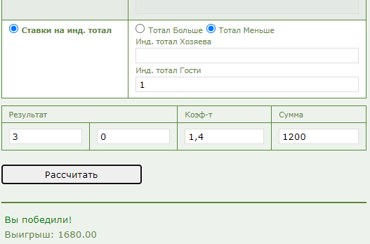 Индивидуальный тотал 2 меньше 1 (ИТМ2 1) в ставках на спорт