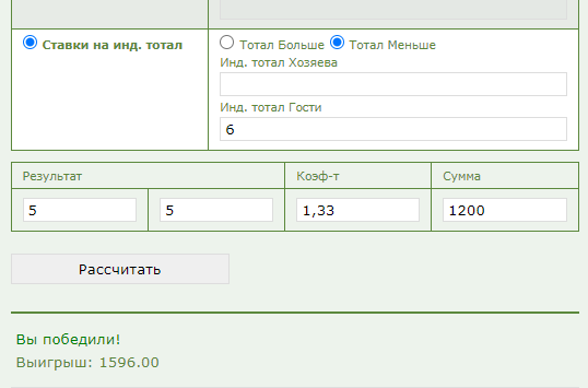 Индивидуальный тотал 2 меньше 6 (ИТМ2 6) в ставках на спорт