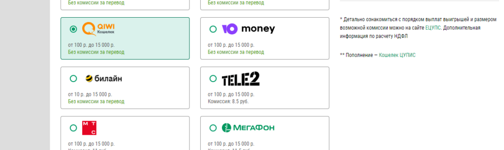 Пополнение счета БК Лига Ставок через Qiwi