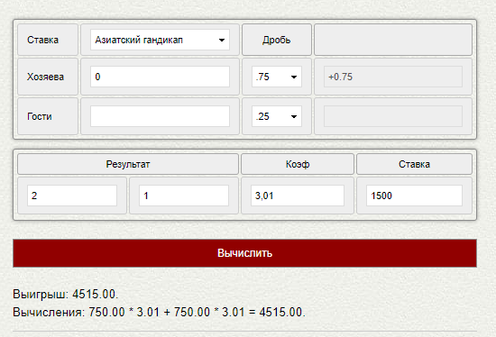Азиатская фора 1 (+0,75) в ставках на спорт