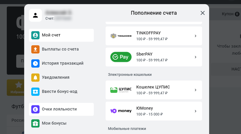 Пополнение счета у букмекера Леон через платежные системы SberPay и СБП Пополнение счета у букмекера Леон через платежные системы SberPay и СБП