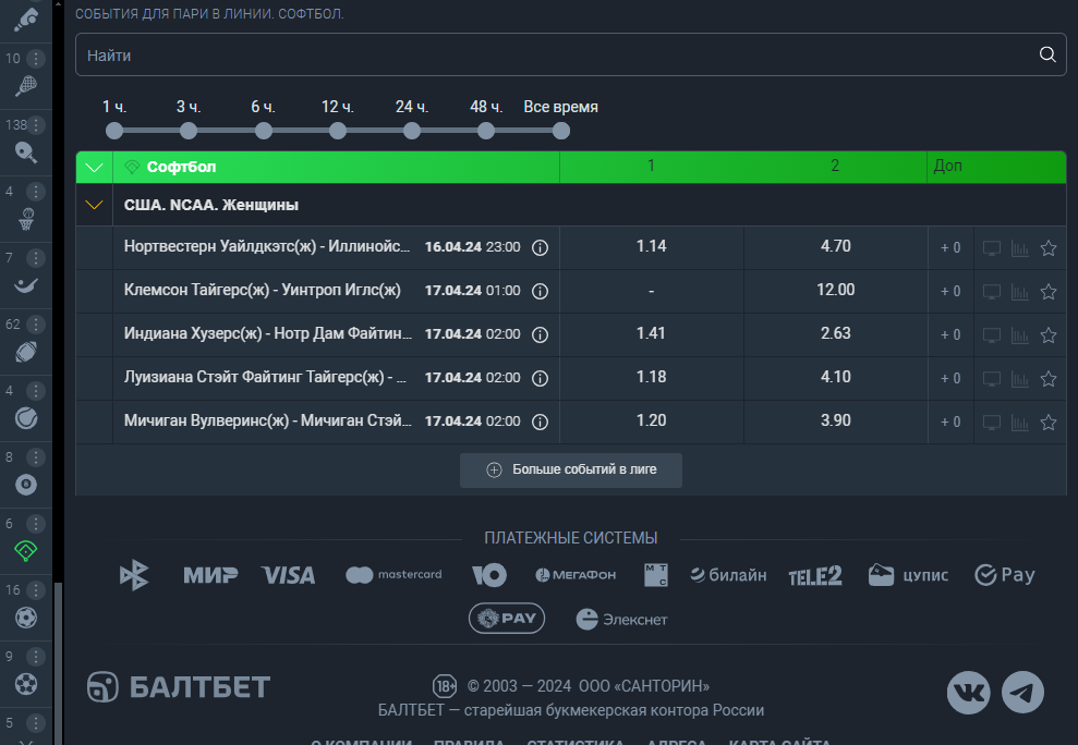 Коэффициенты в букмекерской конторе Baltbet Коэффициенты в букмекерской конторе Baltbet